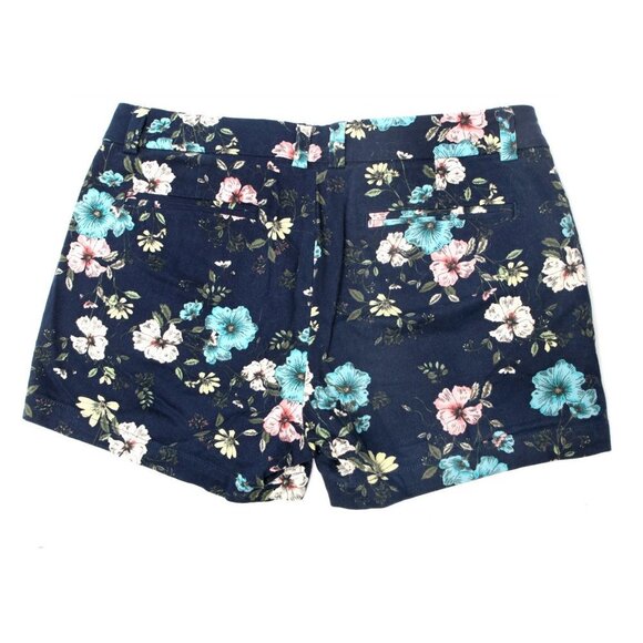 a.n.a Cotton Twill Shorts Floral Mid Rise Stretch Soft Navy Blue Pink - Picture 2 of 7